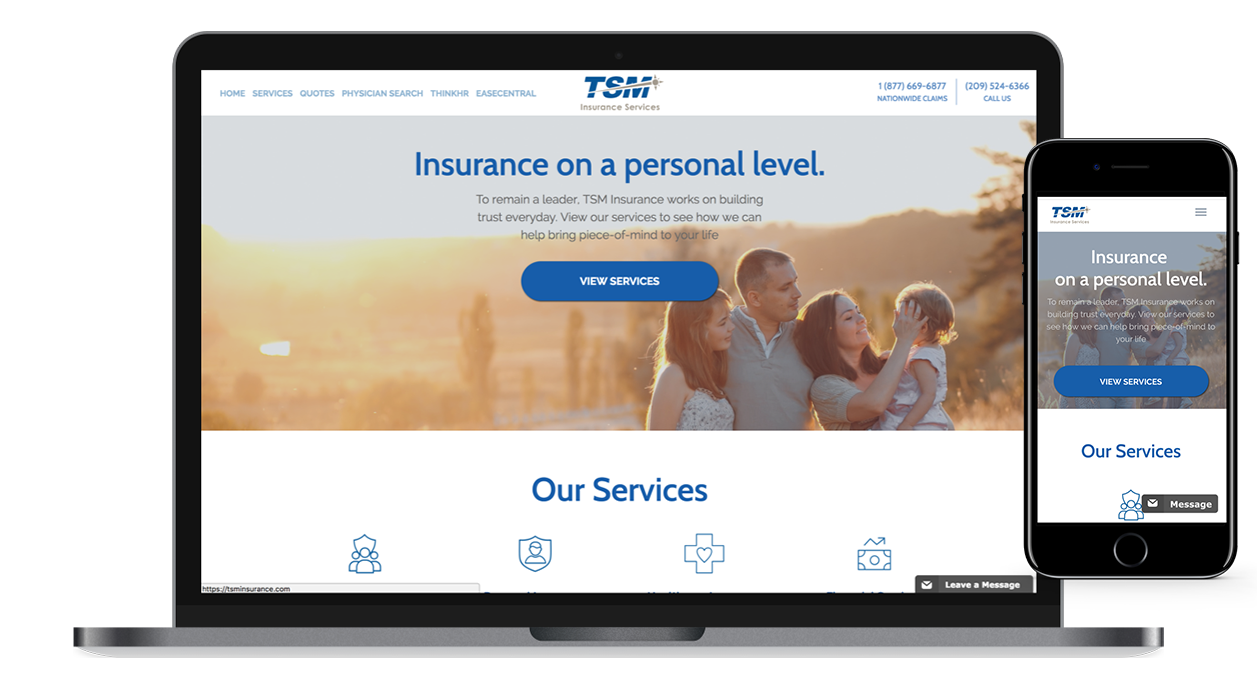 TSM Insurance web screenshots
